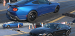 Ford Mustang GT 2022 года участвует в гонках на скорости своего брата GT 2025 года, кто-то проигрывает и отыгрывается