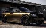Широкофюзеляжный Rolls-Royce Cullinan RS Edition на черных 26 цветах Satin Gold Dust